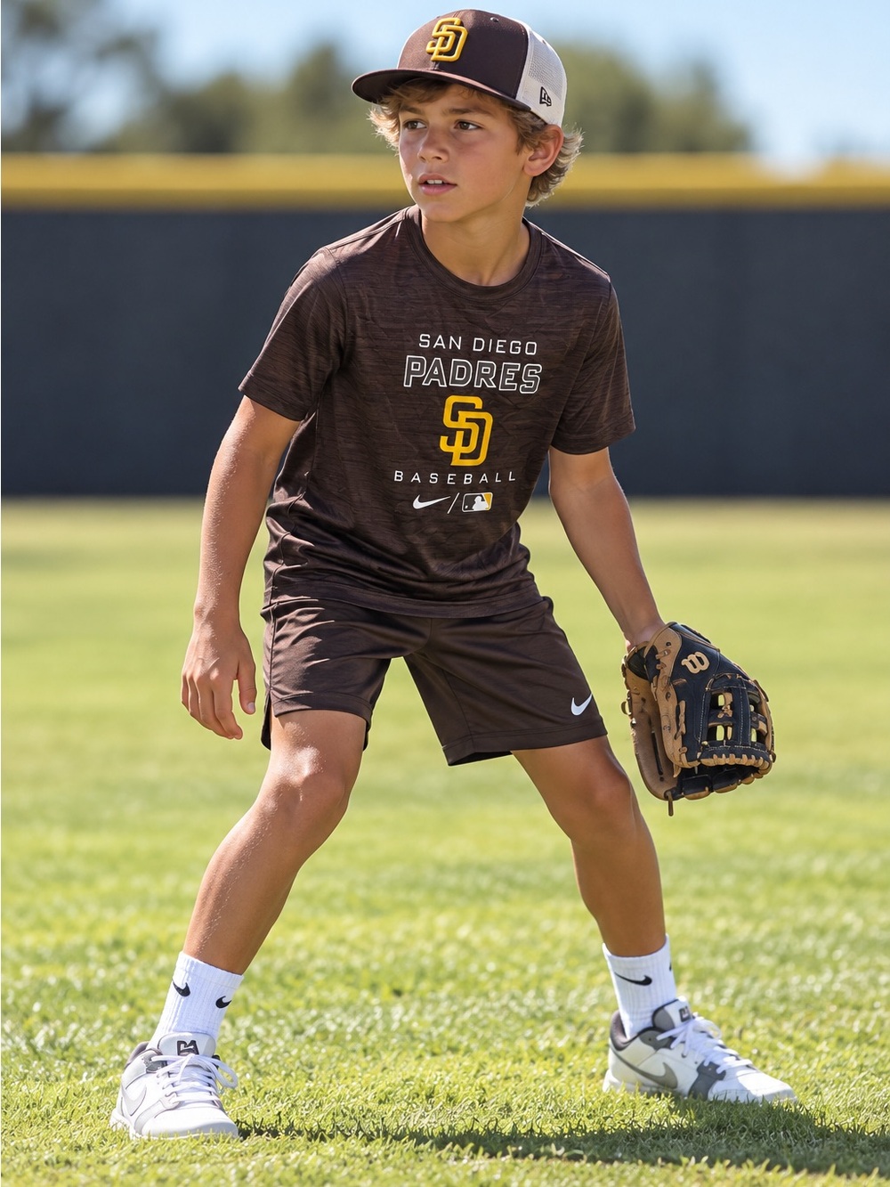 Nike Kids San Diego Padres Brown Baseball Dri-Fit Tee Sz Youth Medium
